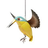 Oiseau d&eacute;coratif &agrave; suspendre m&eacute;tal jaune 20xH15cm