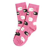 Chaussette femme polycoton tige longue rose motif mouton T36/40