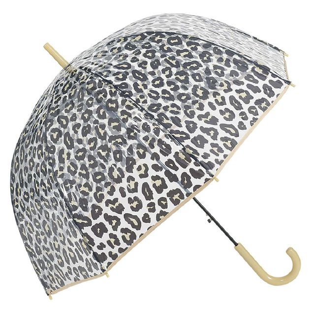 Parapluie canne transparent imprimé léopard