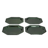 Plateau de pr&eacute;sentation ovale x4 en carton m&eacute;tallis&eacute; vert sapin 25x34cm
