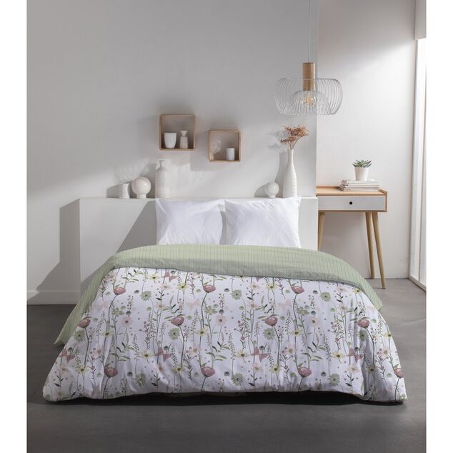 Parure de lit 3 pi&egrave;ces 240x260cm blanc motif floral (2 mod&egrave;les)