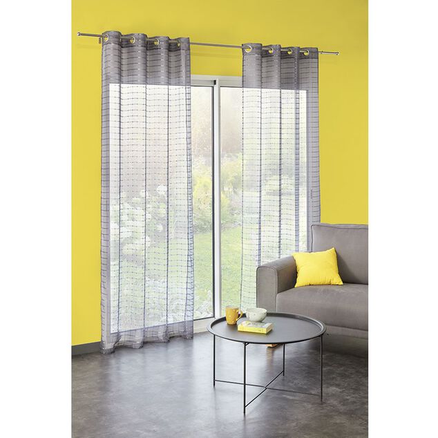 Voilage &agrave; motif rayures effet perle 140x240 cm