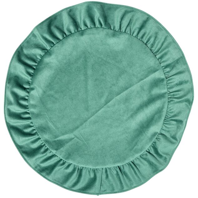 Set de table en velours bord volant&eacute; &Oslash;38 cm vert
