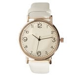 Montre femme cadran rond acier doré bracelet simili Ø3,5xH23cm (4 modèles)