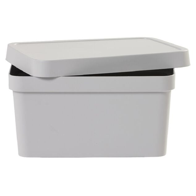 Bo&icirc;te de rangement avec couvercle grise 3,6 L