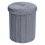 Pouf coffre rond Clara gris &Oslash;31xH37,5cm