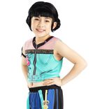 Perruque enfant fille KPOP Zoey avec frange et chignons noir L32cm
