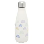 Bouteille isotherme blanc motif arc-en-ciel 350ml