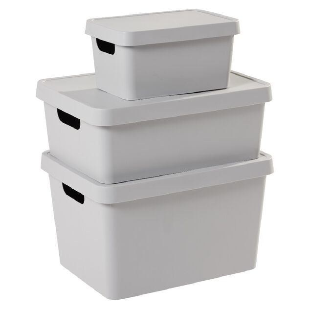 Bo&icirc;te de rangement avec couvercle grise 11 L