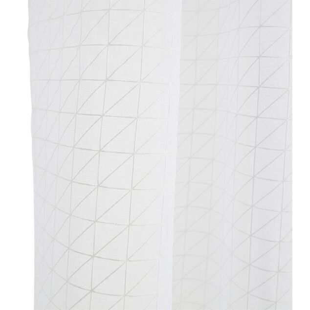 Voilage polyester 140x240cm motif g&eacute;om&eacute;trique blanc