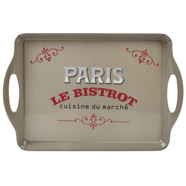 Plateau rectangulaire Paris le bistrot avec poign&eacute;es