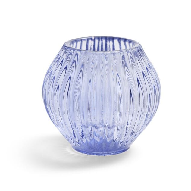 Bougeoir rond verre bleu &Oslash;7,5xH7,5cm