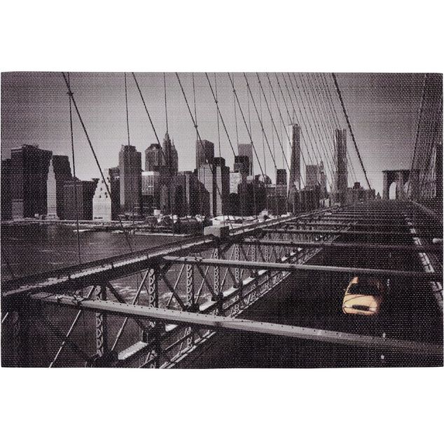 Set de table rectangulaire textil&egrave;ne imprim&eacute; taxi New York