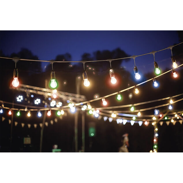 Guirlande guinguette 50 LED 10 boules multicolores 6m