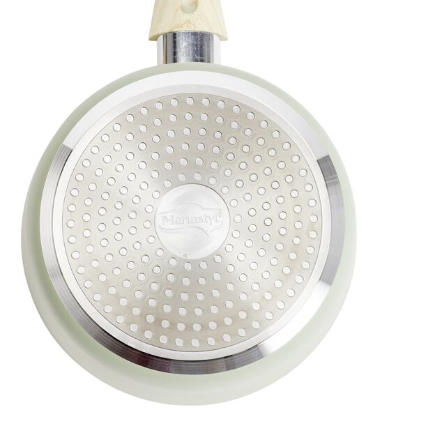 Casserole poign&eacute;e effet bois aluminium et c&eacute;ramique vert  &Oslash;18cm