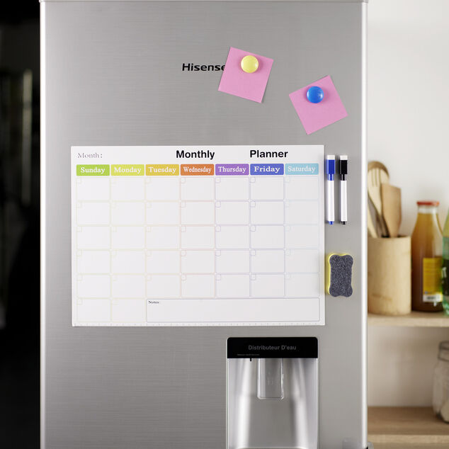 Calendrier mensuel magn&eacute;tique et 7 accessoires 42x30cm