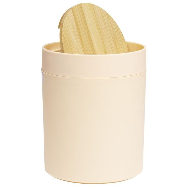 Poubelle &agrave; coton ronde m&eacute;tal nude &Oslash;13,7xH17,3cm 2,5L