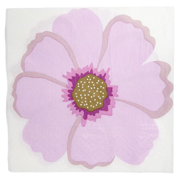 Lot de 16 serviettes motif fleur papier 33x33cm