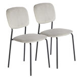 Chaise velours Morgane gris 49x45xH86cm x2