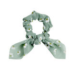 Chouchou en tissu motif fleur avec noeud court Ø7xH4cm (2 modèles)