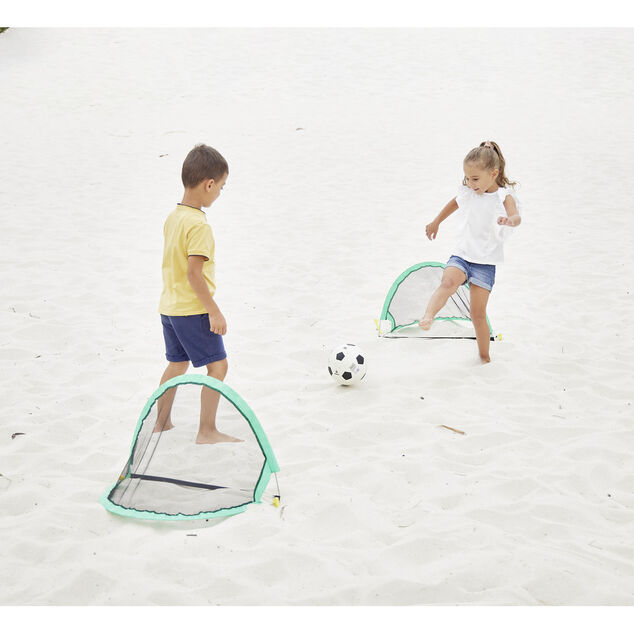 Cage de foot pop-up pliable bleu 60x40xH40cm (2 pi&egrave;ces)