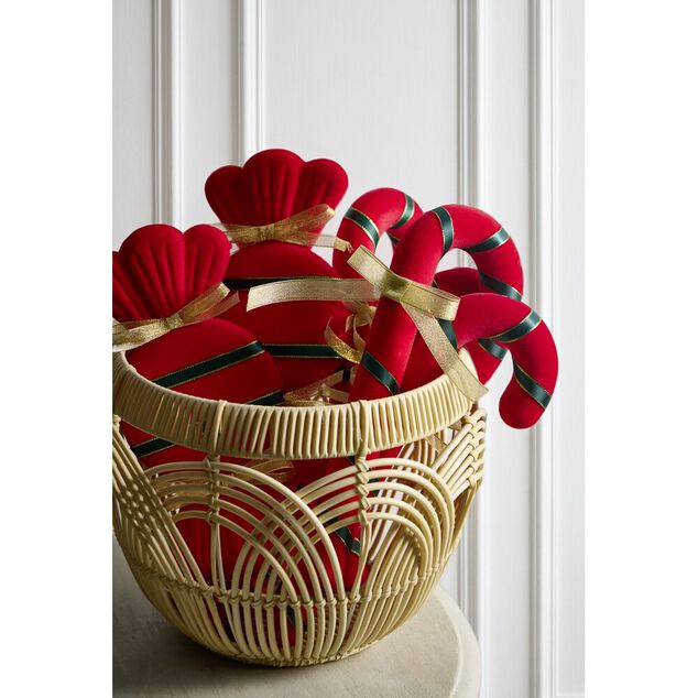 Bonbon de No&euml;l rouge brillant &agrave; suspendre H30cm (2 mod&egrave;les)
