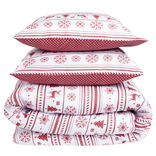 Parure de lit 2 personnes 240x220cm No&euml;l traditionnel jacquard rouge