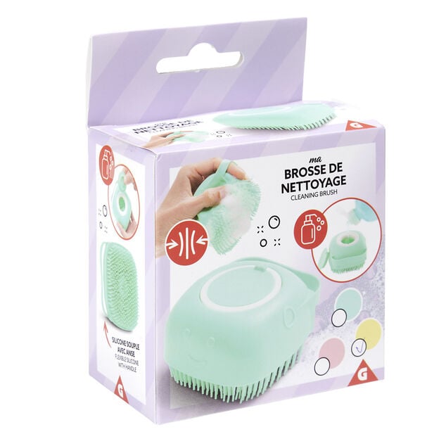Brosse de nettoyage silicone avec r&eacute;servoir (3 mod&egrave;les)