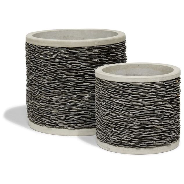 Pot ciment effet parement ardoise &Oslash;34cm