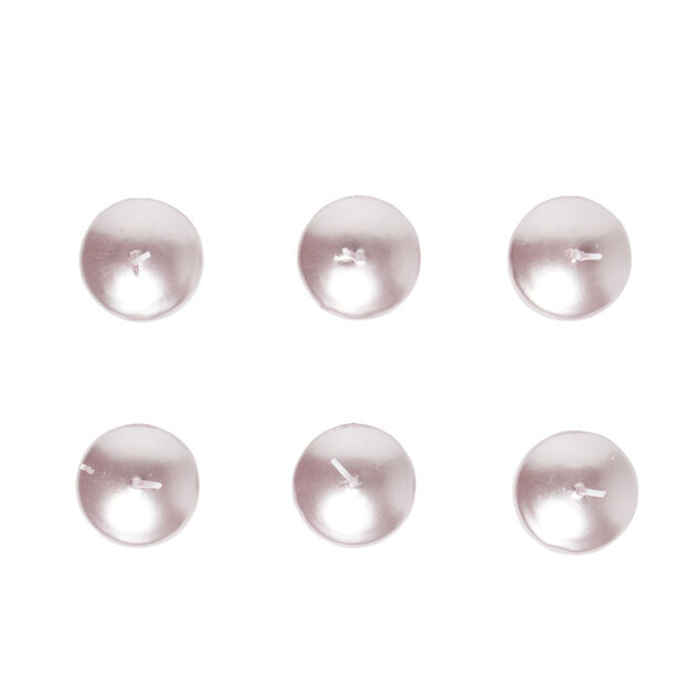 Lot de 6 bougies flottantes cire rose &Oslash;4,5cm
