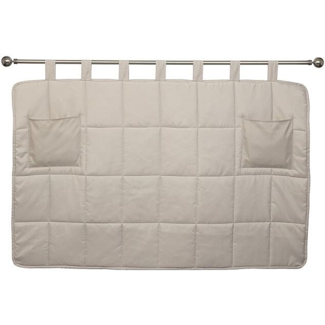 T&ecirc;te de lit matelass&eacute; en polyester taupe clair