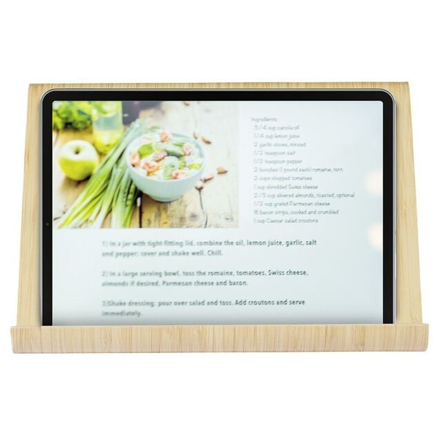 Support tablette en bambou &agrave; poser ou suspendre L26x16xH12,5cm