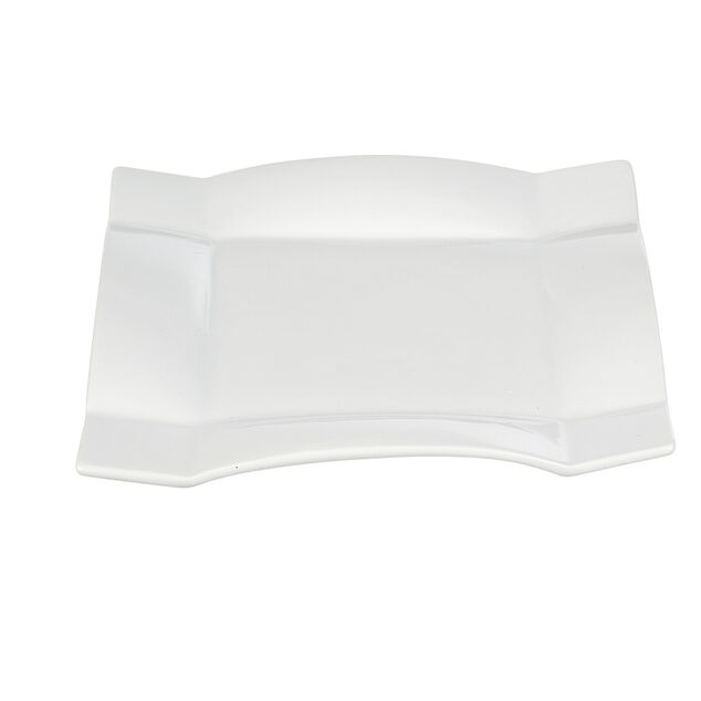 Assiette &agrave; dessert carr&eacute;e porcelaine uni blanc 20x20cm
