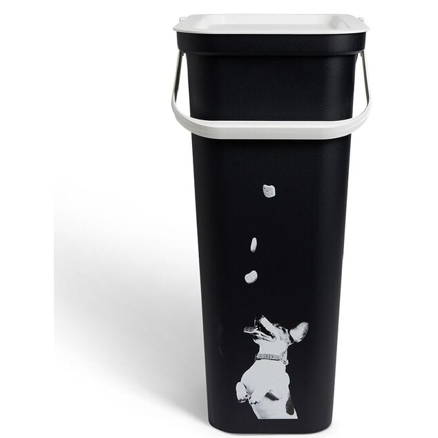 Conteneur &agrave; croquettes 25L plastique noir et motif