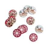 Mini rondin de bois &Oslash;3cm motif No&euml;l vintage 12 pi&egrave;ces