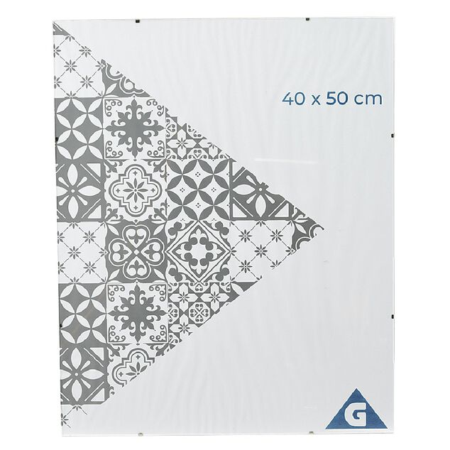 Cadre sous verre contour argent&eacute; 40 x 50 cm