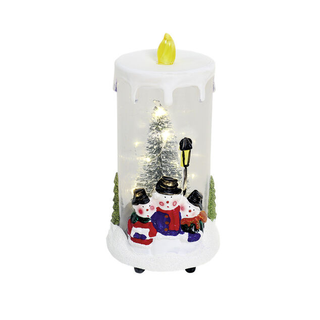 Bougie sc&egrave;ne de No&euml;l 8 LED blanc chaud H15 cm