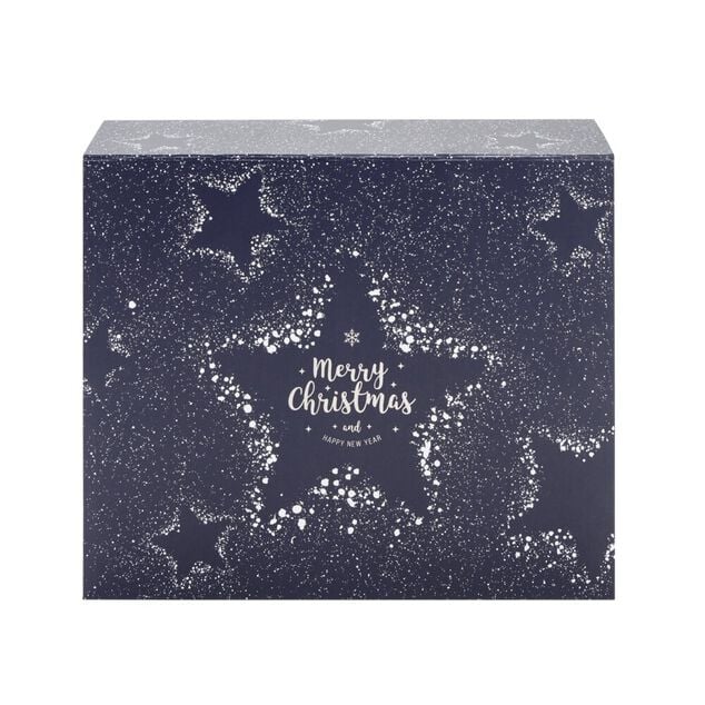Bo&icirc;te cadeau No&euml;l pliable fermeture magn&eacute;tique Merry Christmas bleu 30x35cm