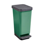 Poubelle en plastique vert 45L avec pédale rétractable 29x38,5xH61cm
