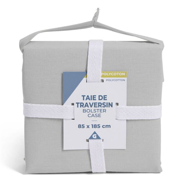 Taie de traversin 85x185cm polycoton gris
