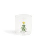 Verre Noël transparent avec centre sapin 3D Ø8xH8,5cm