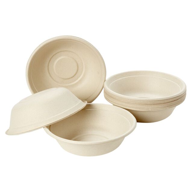 Saladier beige en pulpe de canne &agrave; sucre x20