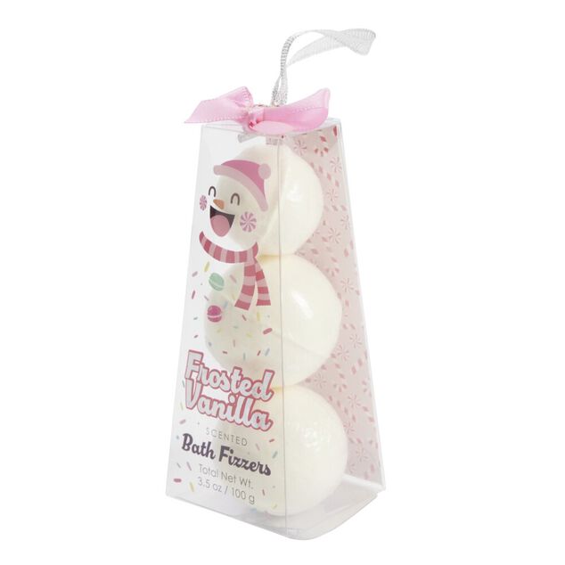Bombe de bain empil&eacute;e forme bonhomme de neige 3x100gr