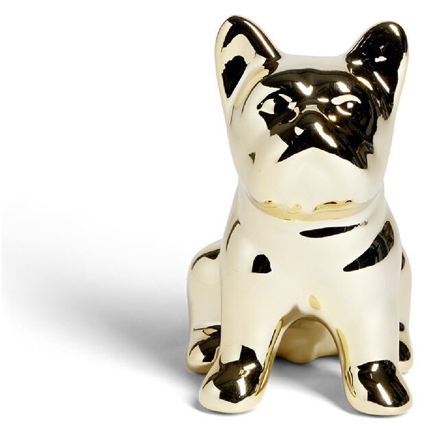 Statue chien argent&eacute; en c&eacute;ramique H9,5cm