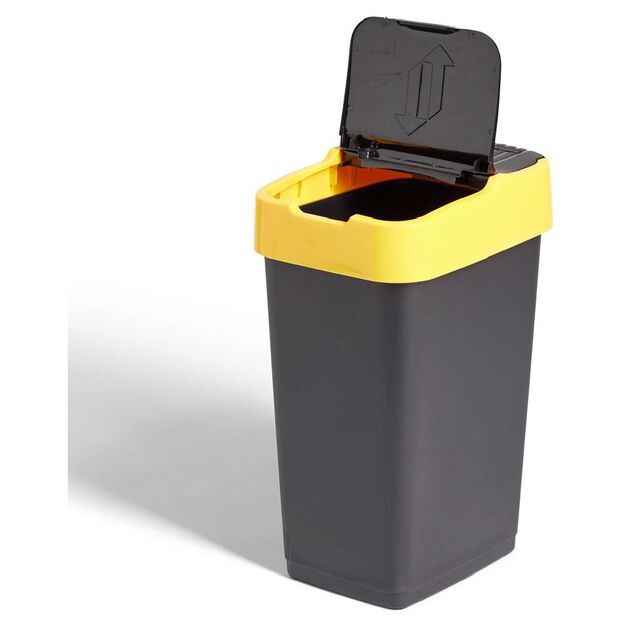 Poubelle de tri pour plastique 35L plastique jaune et noir