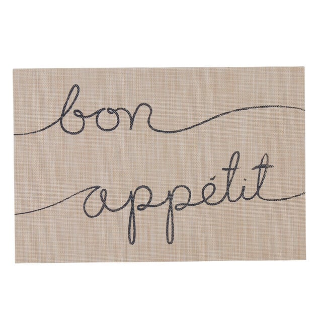 Set de table restangulaire plastique beige Bon app&eacute;tit