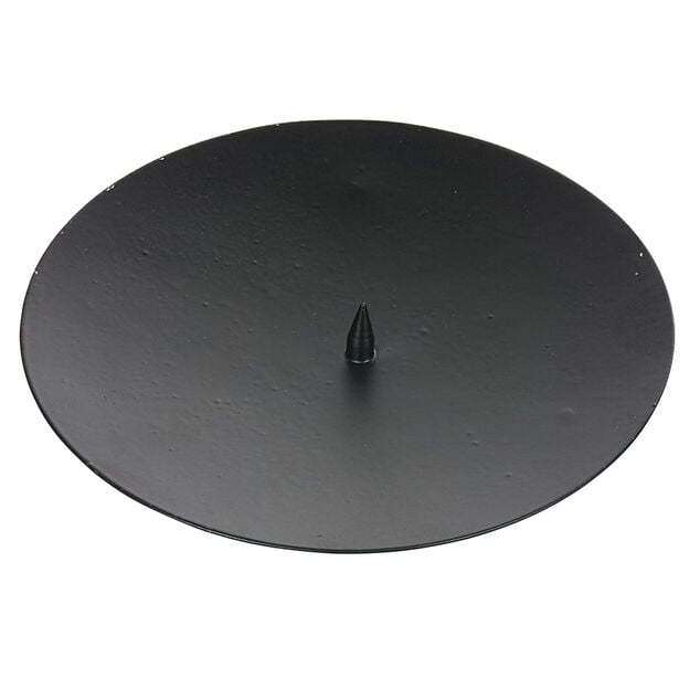 Support rond pour bougie en m&eacute;tal noir