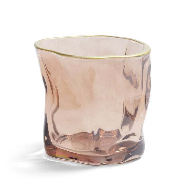Vase verre froiss&eacute; rose &Oslash;7,5xH7,7cm