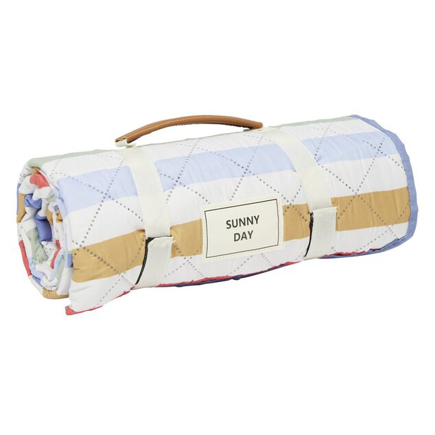 Tapis pique-nique bayad&egrave;re rayures multicolores 130x170cm