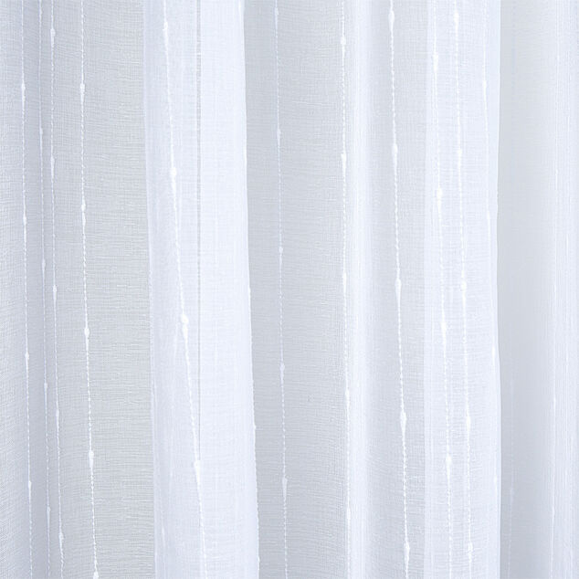 Voilage &agrave; oeillets rayures verticales blanc baie vitr&eacute;e